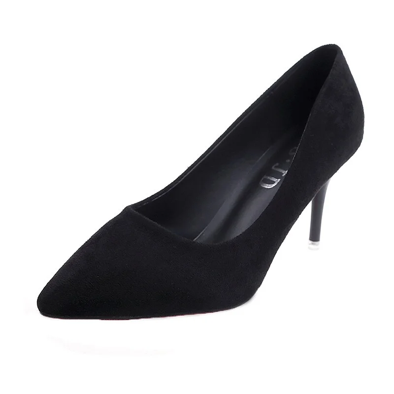 Women's Heels Plus Size Work Daily Stiletto Heel Pointed Toe Elegant Casual Minimalism Satin Loafer Solid Color Black 5cm Black 7cm | IFYHOME