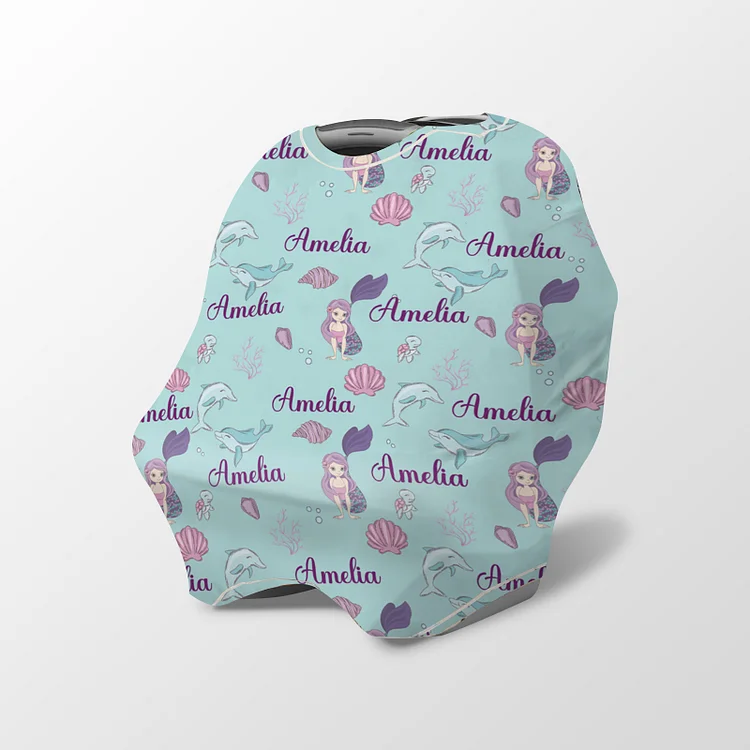 Personalized Mermaid Baby Car Seat Canopy| Canopyl176