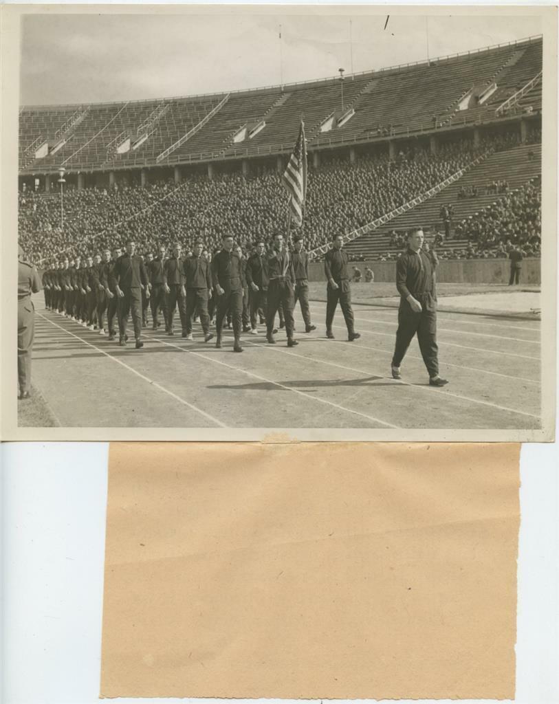 Original 1945 Press Phoo Allied Nations Teams American Athletes Berlin Stadium