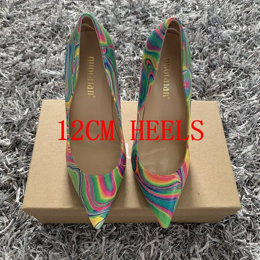 Luxury snake women shoes girls sexy high heels printed multi colors stilettos 12cm party wedding shoes