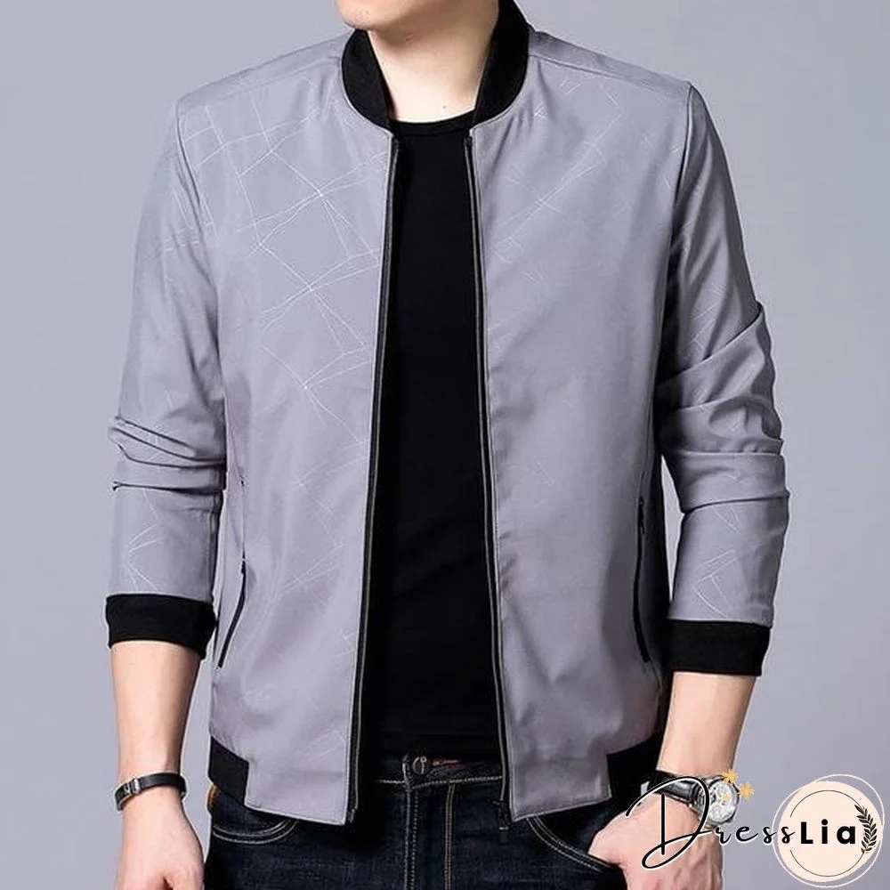 Men Brand Bomber Jacket Business Casual Stand Collar Coats New Zipper Rib sleeve Outerwear