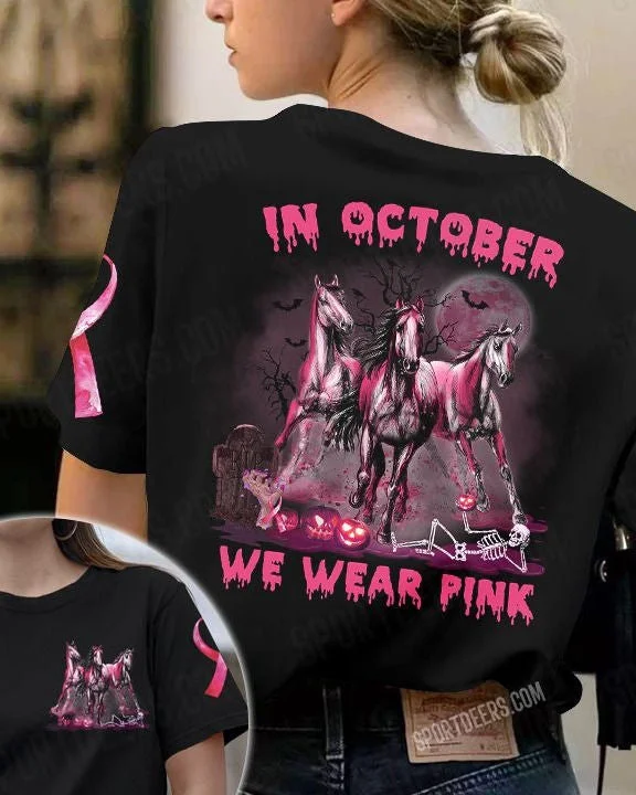 Halloween Horses Breast Cancer Tee