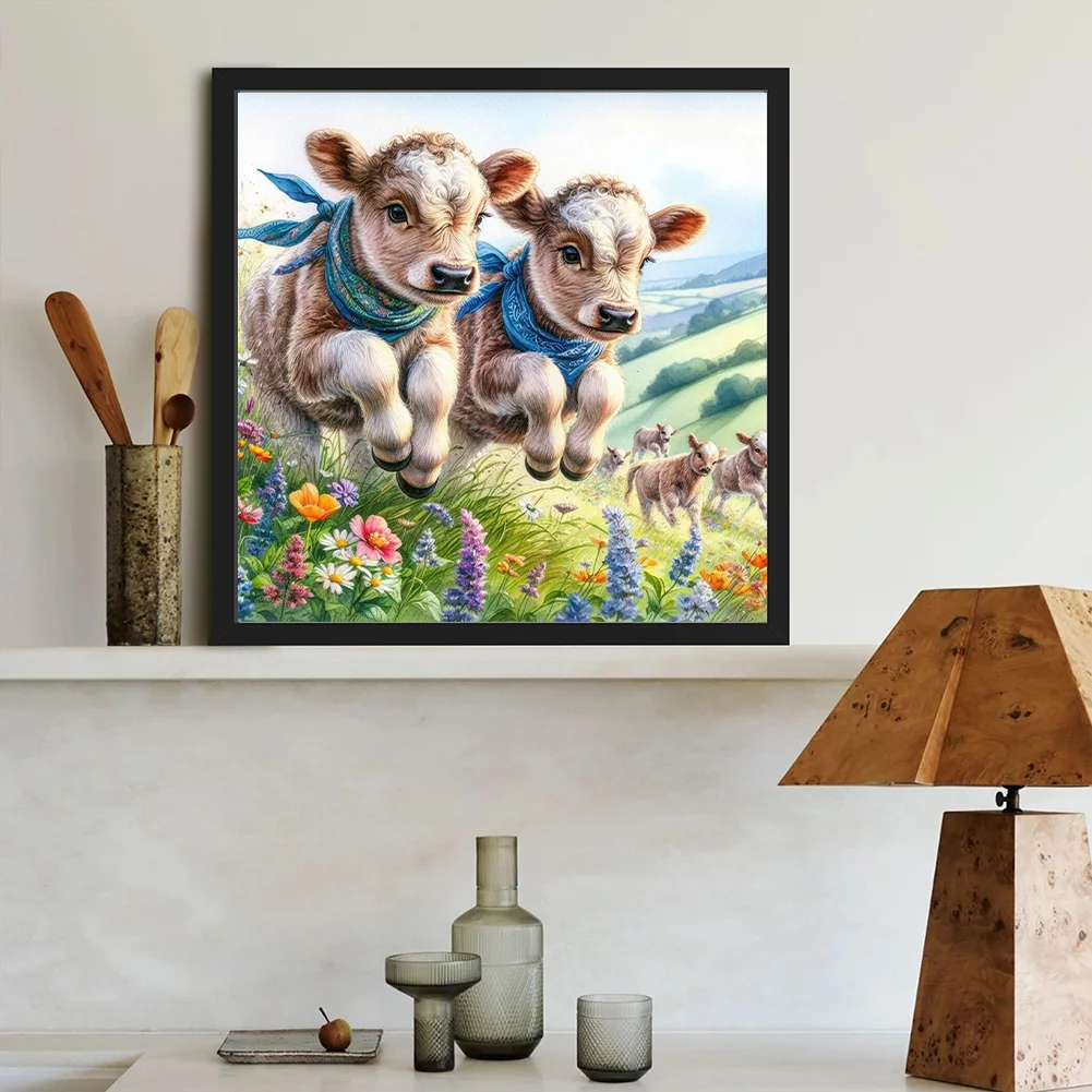 Diamond Painting - Full Round Drill - Flower Cow(Canvas|40*40cm)