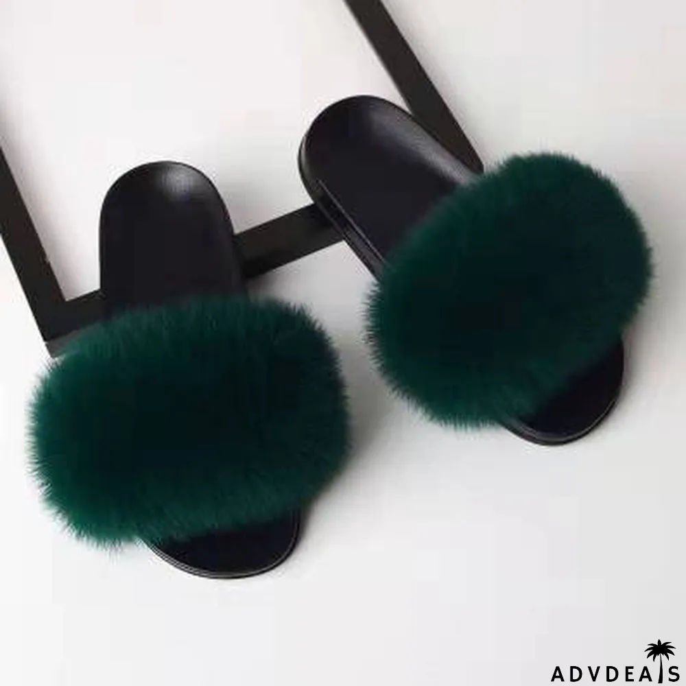 Furry Slippers Flat Half-drag Slippers