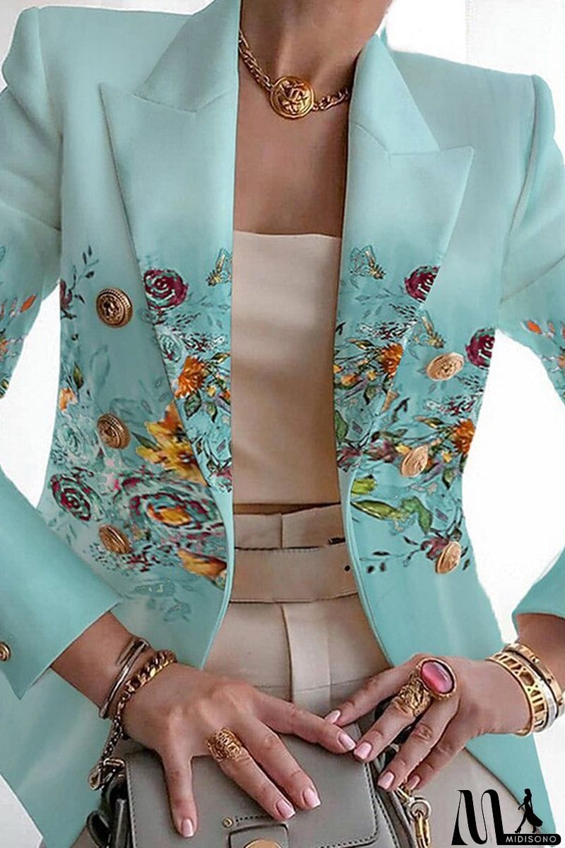 MidiSono - Casual Print Patchwork Cardigan Turn-back Collar Outerwear