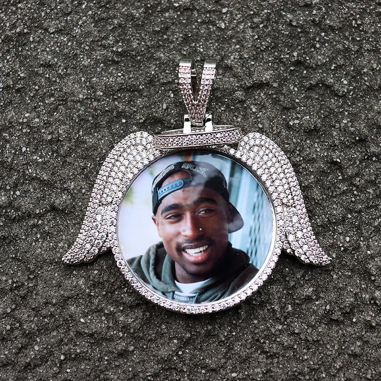 Custom Photo Angel Wing Pendant Hip Hop Personalized Necklaces Jewelry-VESSFUL