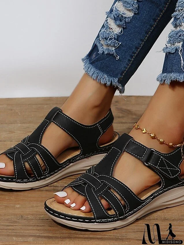 Women's Sandals Wedge Sandals Comfort Shoes Plus Size Outdoor Daily Beach Summer Flat Heel Open Toe Vintage Classic
