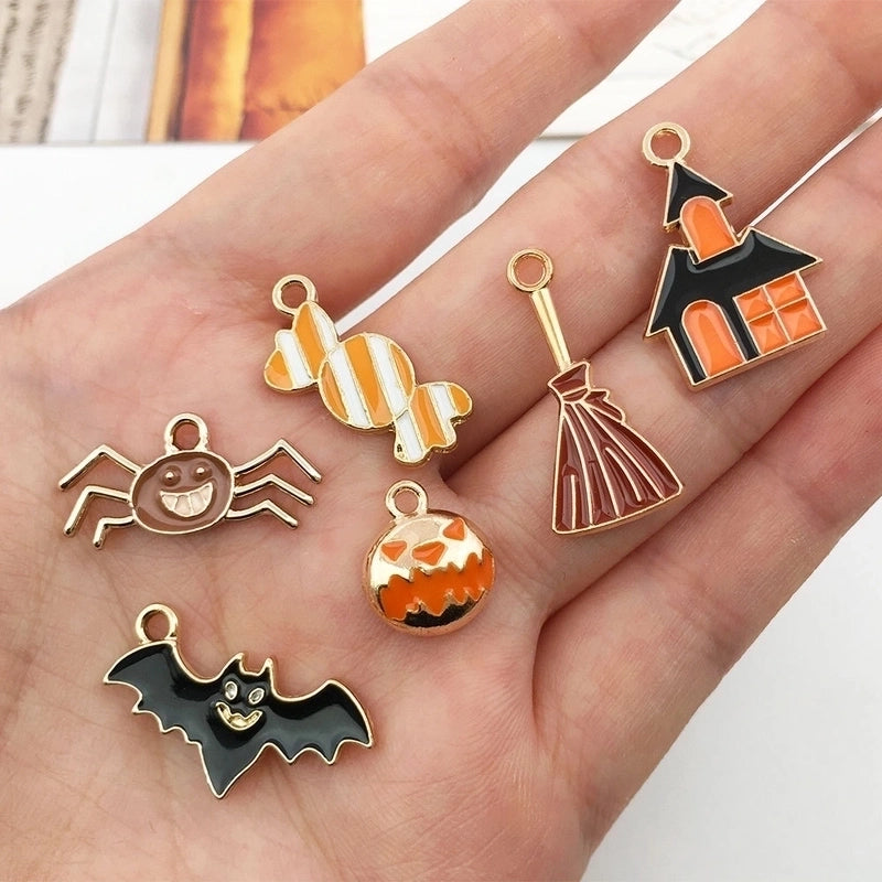 1 Piece 10 * 23mm 12 * 15mm 18 * 20mm Alloy Pumpkin Spider Ghost Pendant Jewelry Accessories4