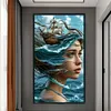 Silhouette Ocean Girl-11CT Stamped Cross Stitch 40*70cm/15.75*27.56in(Big Size) tapestrymarket
