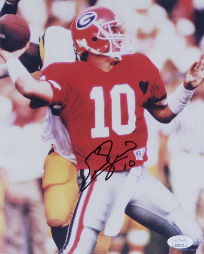 Autographed ~ Eric Zeier ~ Georgia Bulldogs 8x10 Signed Football Photo Poster painting JSA COA