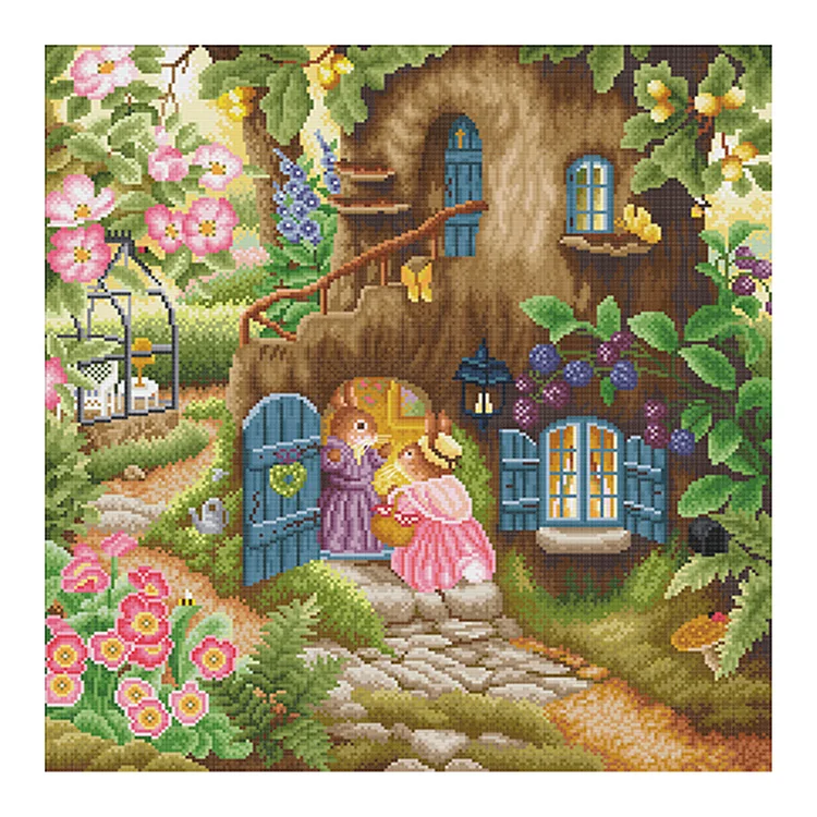 Spring Brand - Peter Rabbit-Garden Cottage  11CT Stamped Cross Stitch 60*60CM