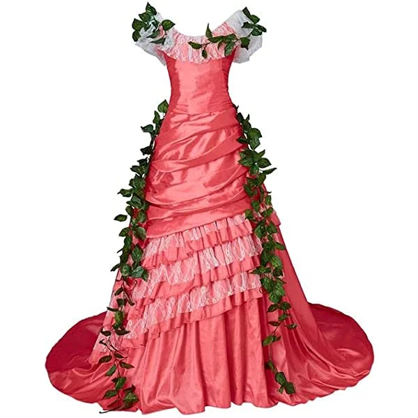 Victorian Dress Ball Gown Victorian Pink Bustle Dress with Leaf Masquerade Fancy Costume For Women