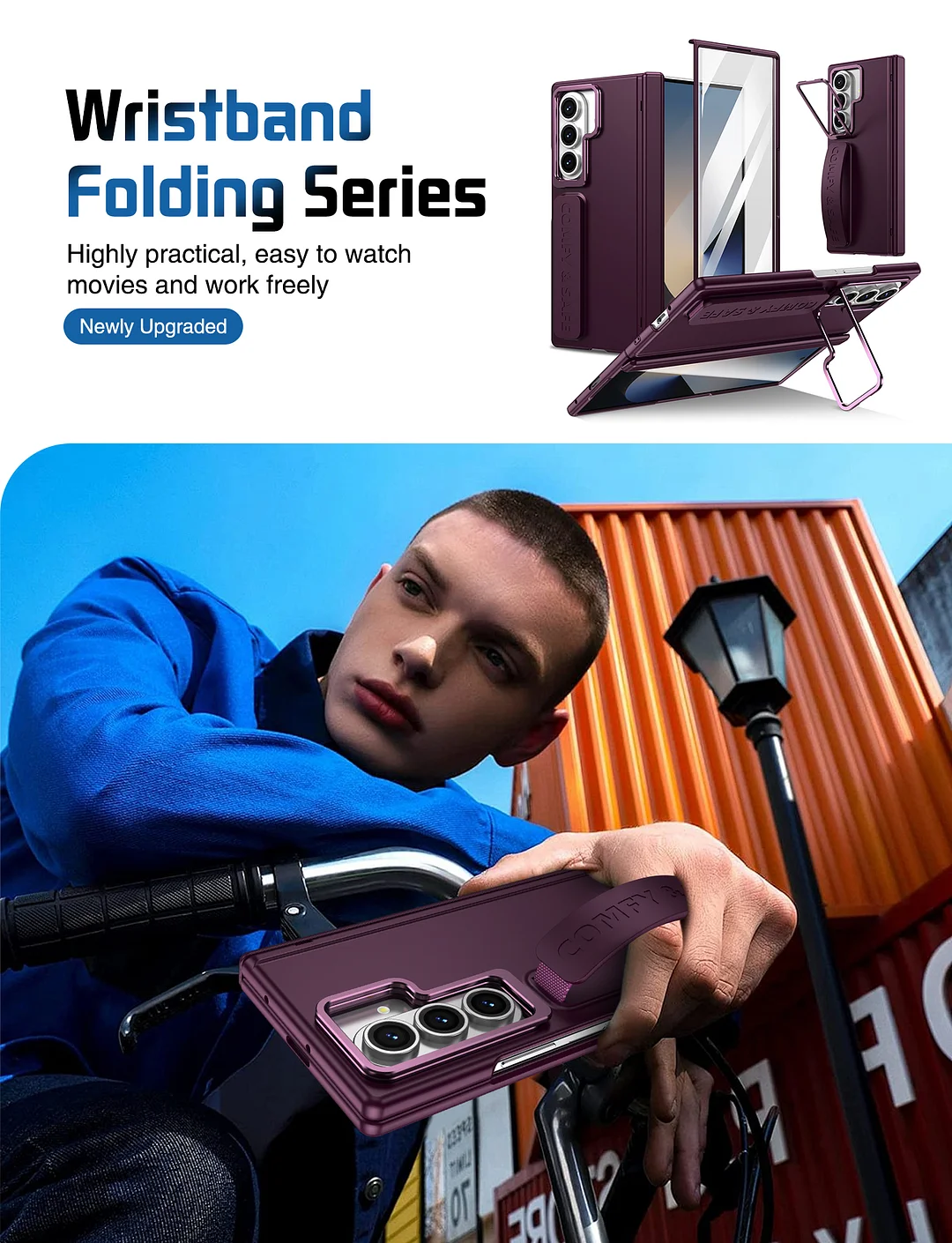 Samsung Galaxy Z Fold 7 Wine Red Case|With Tempered Film|Bracket Function--[GUCCLV]