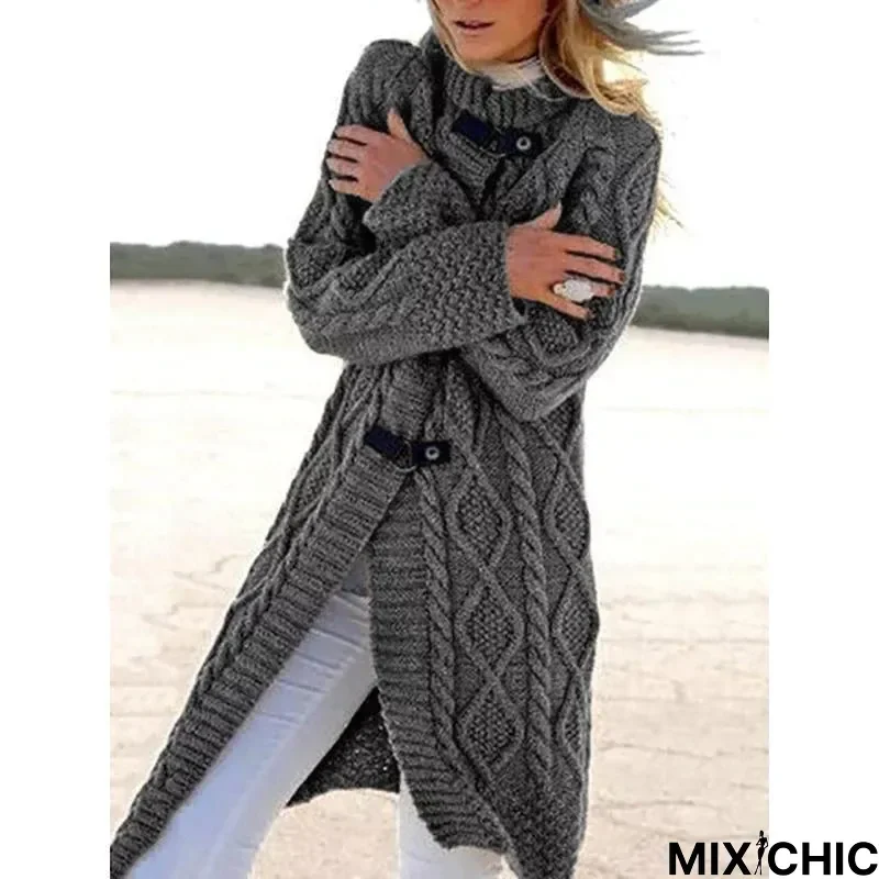 Women Long Sleeves Solid Sweater Outerwear