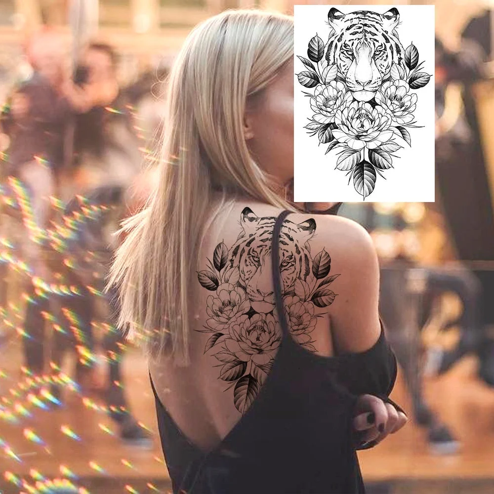 Realistic Sexy Peony Tattoos Temporary Women Adult Flower Arm Tattoos Sticker Waterproof Fake Floral Bloosom Body Leg Art Tatoos 530-1