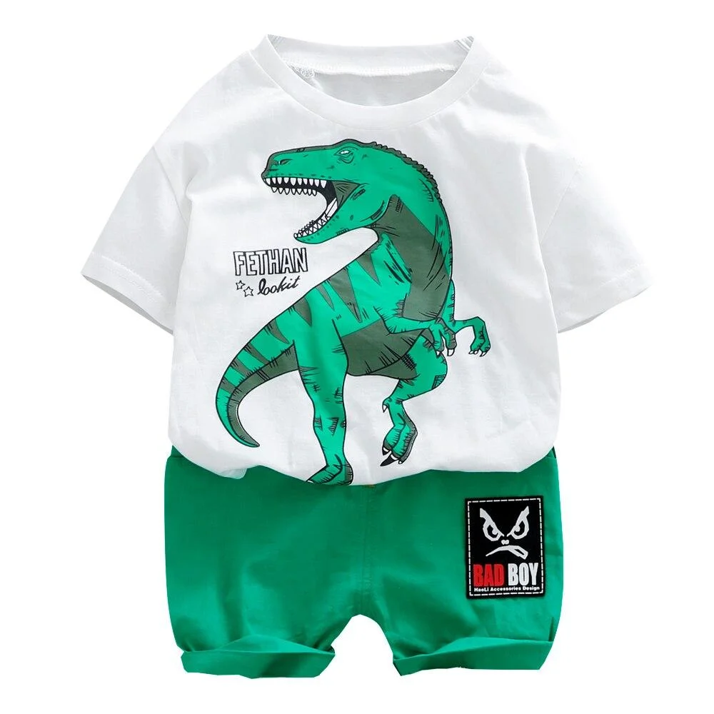 Toddler Boys Clothes 1-4 Years Baby Tyrannosaurus Rex T-Shirt Shorts 2 Pieces Children Outfits Short Sleeve Children Costume