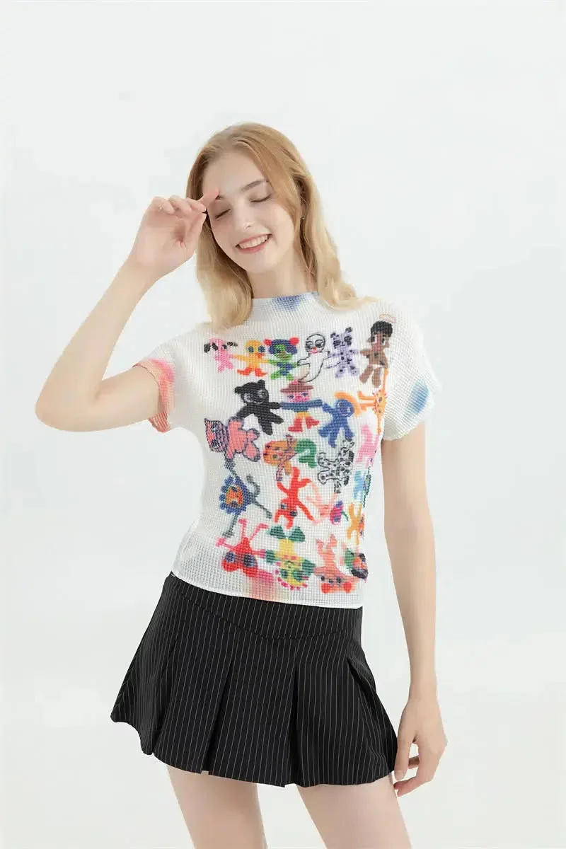 Brownm Figures Printed Top