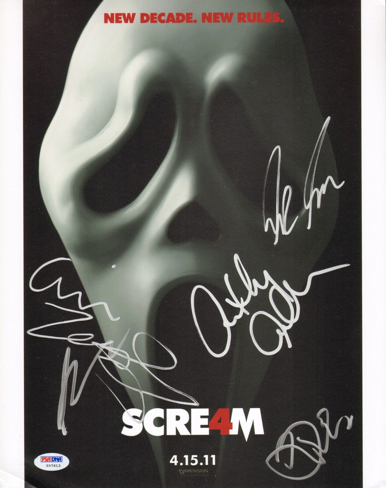 David Arquette & Aimee Teegarden +4 Scream 4 Cast Signed 11x14 Photo Poster painting PSA/DNA COA