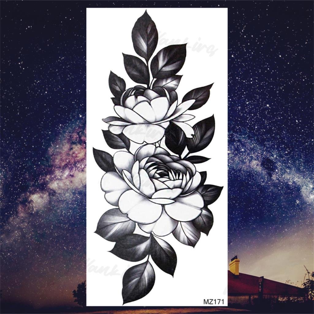 Gingf Rose Flower Tiger Temporary Tattoos For Women Adults Realistic Lion Knight Skull Fake Tattoo Sticker Arm Creative Tatoos