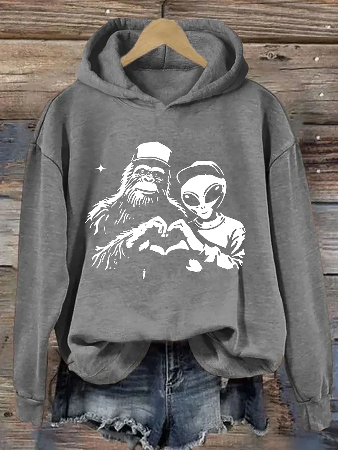 Bigfoot And Alien Hoodie