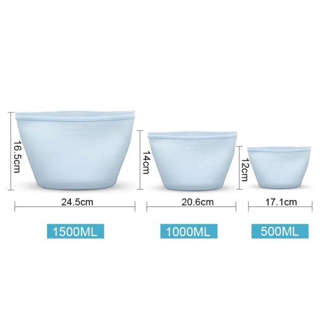 Silicone Zip Locks Bags( Set of 3)