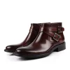 Stylish Mens Leather Dress Ankle Boots with Buckle