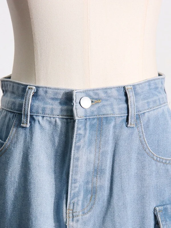 Toloer Toloer Feng Shui Wash Long Skirt Autumn 2024 New Multi-Pocket Decoration High Waist Show Skinny Denim Skirt Women-Outfit Ideas