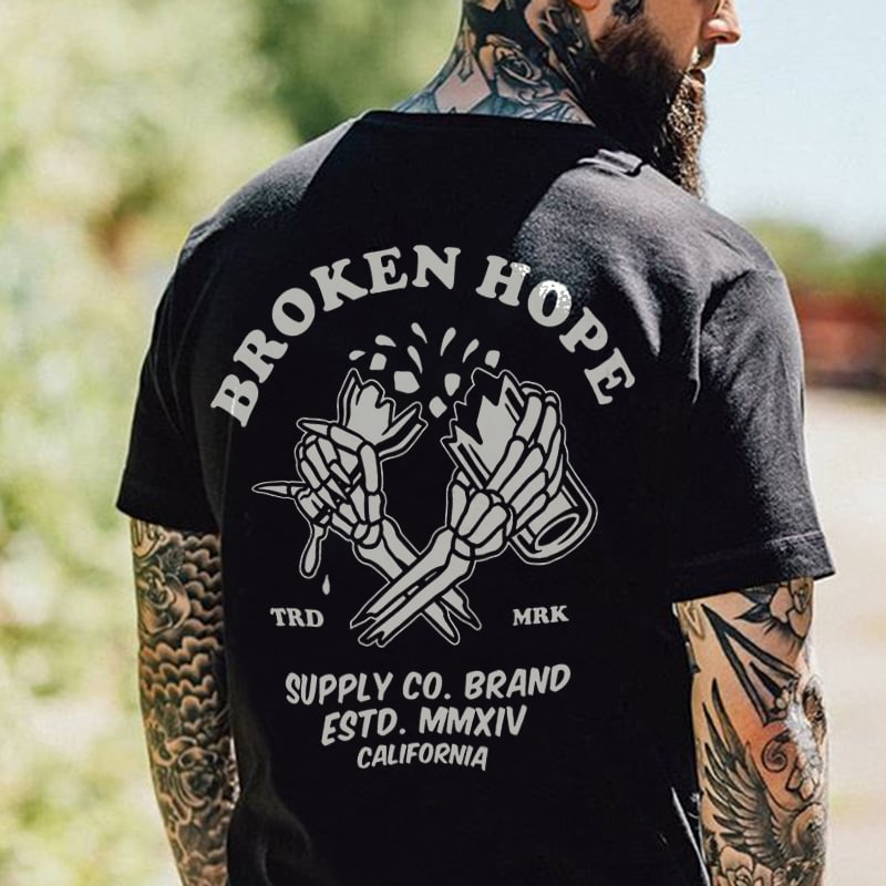 BROKEN HOPE printed loose T-shirt designer - Krazyskull