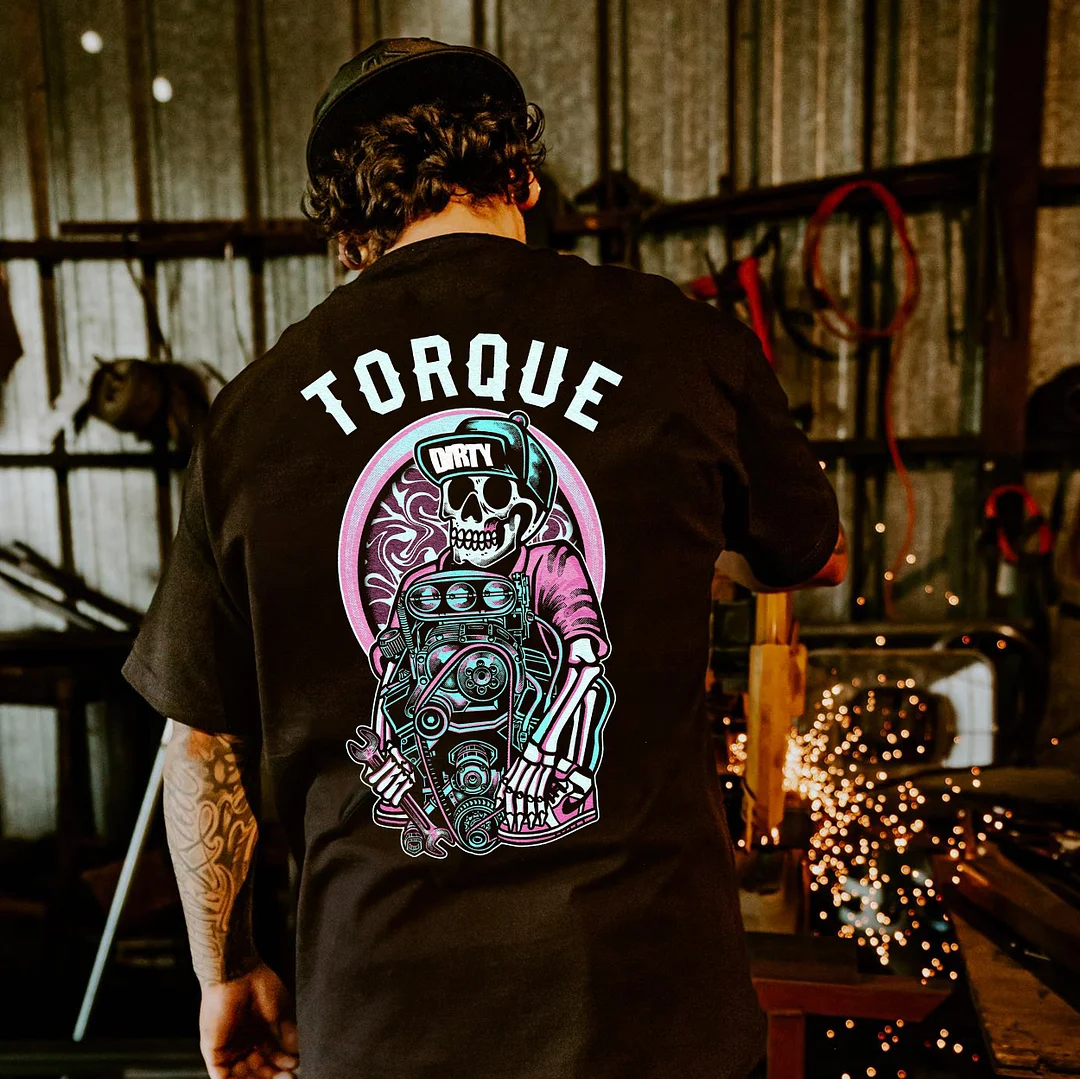 TORQUE Skeleton&Engine Print Men's T-shirt
