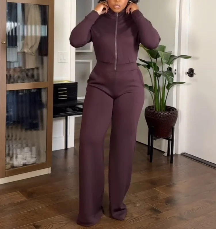 Solid Color Half Zip Jumpsuit(BUY 2 FREE SHIPPING)