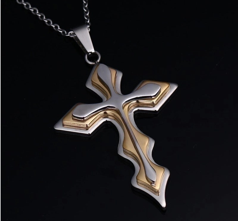 Hip-hop Retro Cross Metal Plating Gold Plated Men’s Pendant Necklace