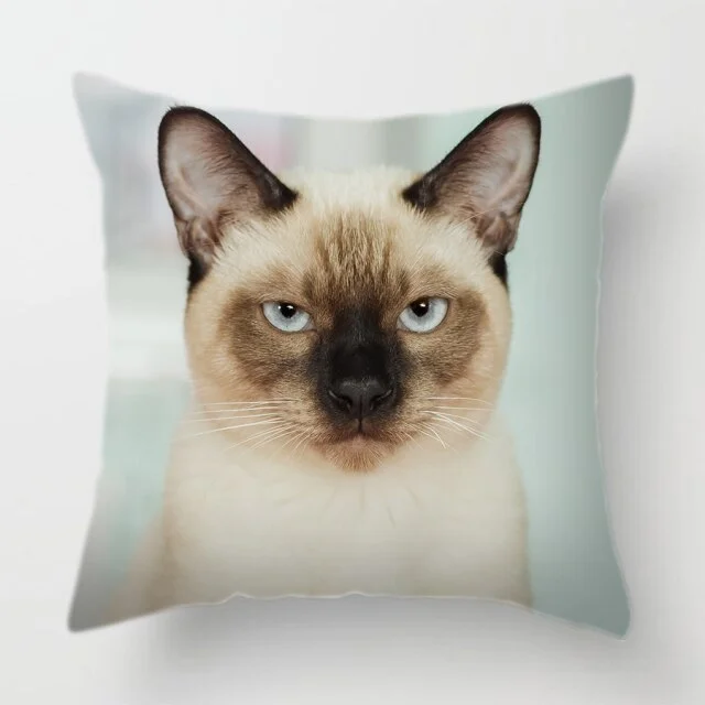 Linen Pillow Case - Cat Face