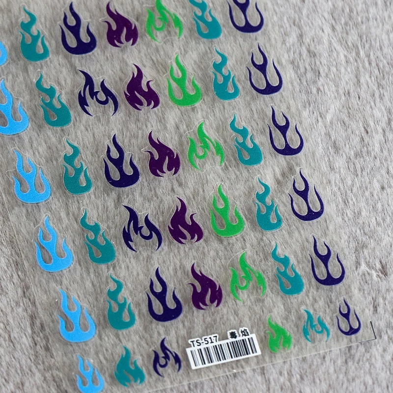 1PC Flame Simple 3D Nail Stickers Gradient Honeycomb Geometric Transfer Water Sliders Manicures Decoration Japanese Design Decal-Nail Inspo