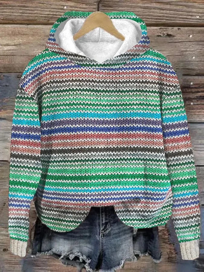 Women's Vintage Color Striped Sweatshirt