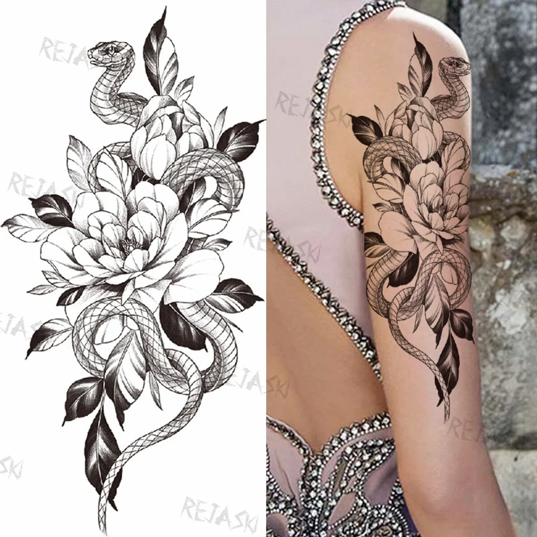 Sdrawing Big Lion Crown Temporary Tattoos For Men Women Tiger Flower Cross Skull Realistic Fake Tattoo Body Art Tatoo Sticker