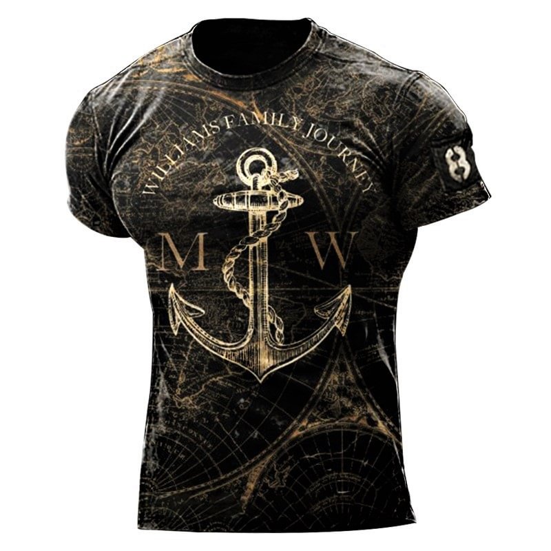Mens Outdoor Nautical Anchor Print Tactical T-Shirt / [viawink] /