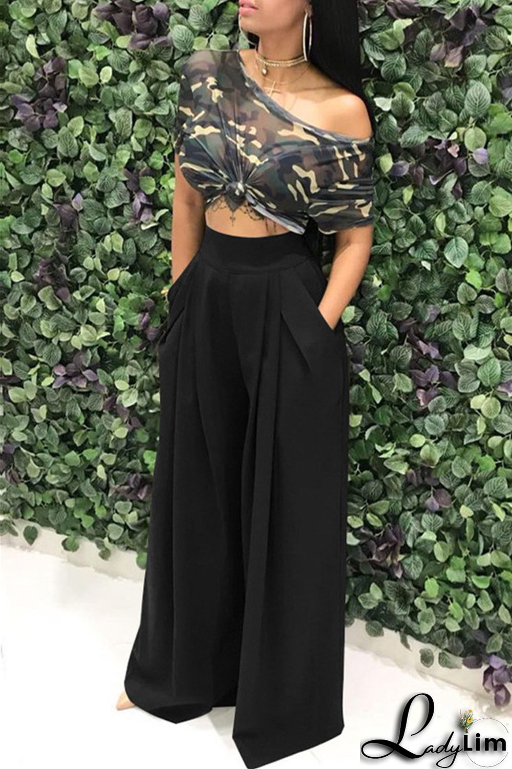 Coffee Fashion Casual Solid Patchwork Regular High Waist Conventional Solid Color Bottoms