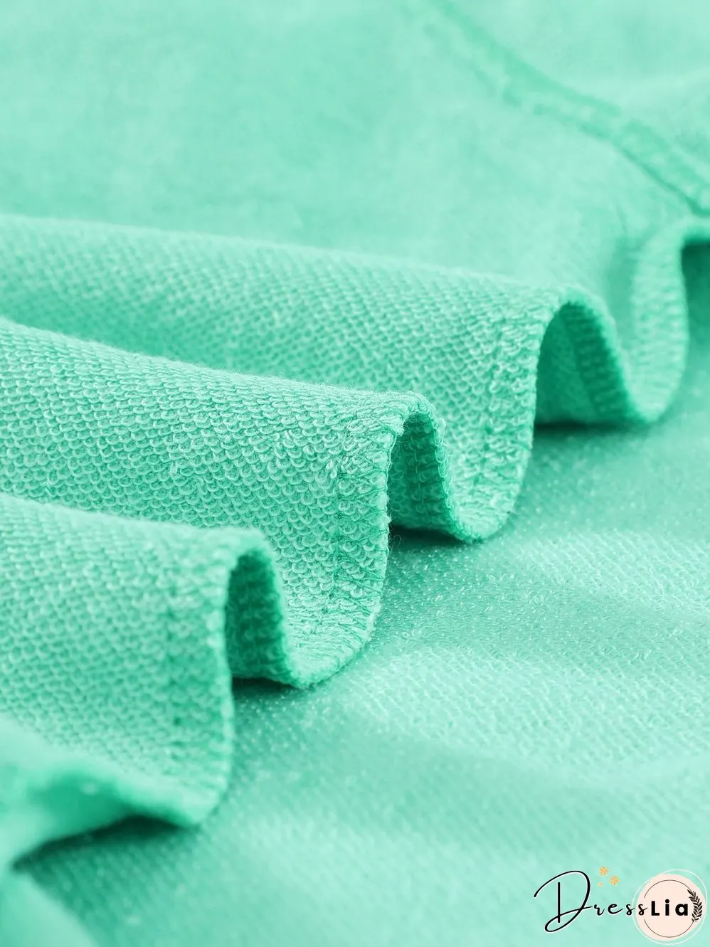 Green Crew Neck Long Sleeve Sweatshirt with Distressed Detail