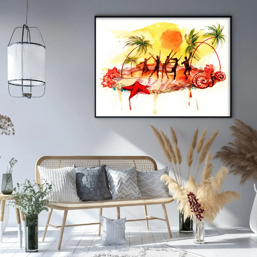 DIY Stamped Cross Stitch 14CT Full Embroidery 50*40cm - Silhouette Scenery