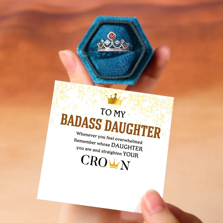 To My Badass Daughter Crown Rings Personalized Birthstone Rings Birthday Gifts For Her