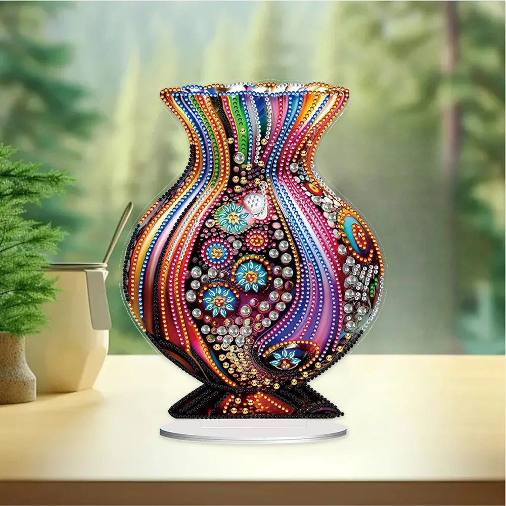 5D DIY Artistic Vase Acrylic Special Shaped Desktop Diamond Art Kit for Desktop Decor