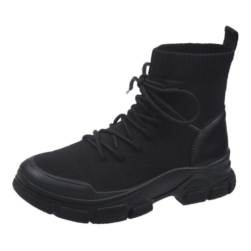 Shoes Woman 2022 Fashion Handsome Lace Up Breathable Black Platform Boots Non Slip Waterproof Soft Ytmtloy Botines De Mujer