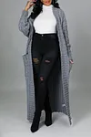Women's Long Knit Solid Color Dual Pocket Cardigan