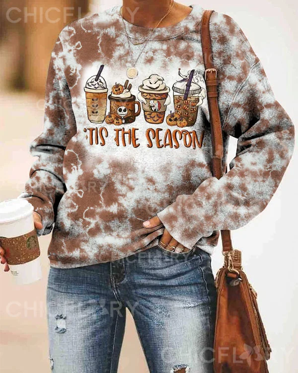 Women's Halloween Trick or Treat Print Loose Sweatshirt