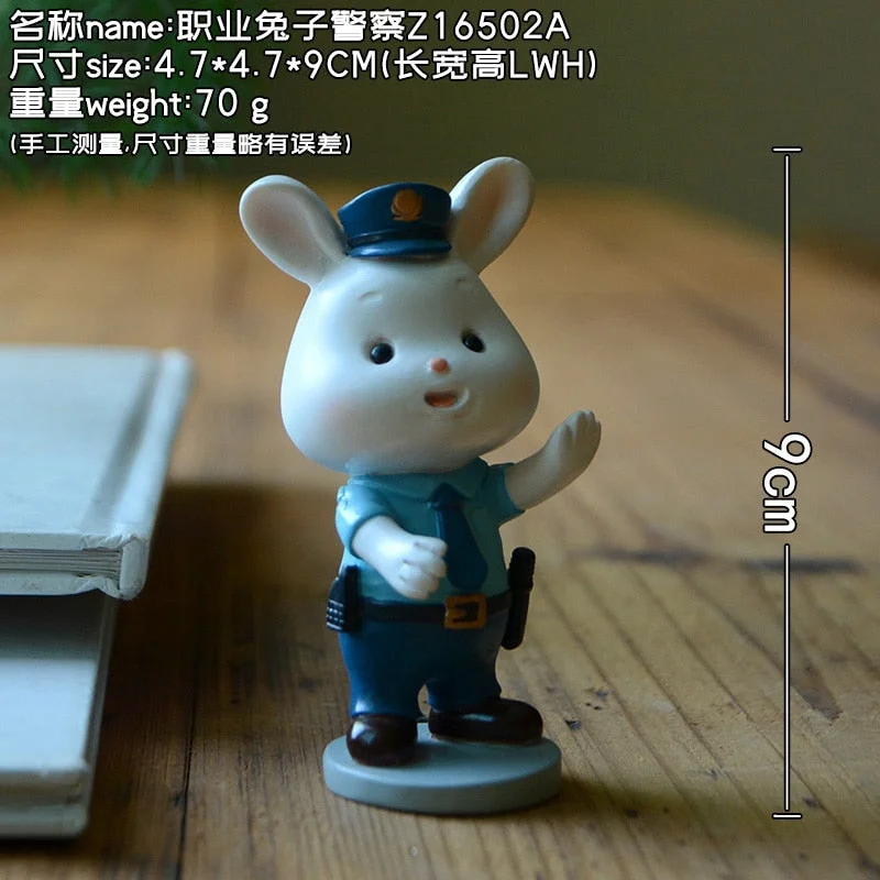 Creative Professional Bunny Ornament Rabbit Figurine Office Decoration Lovely Girl Gift Doll for Kids