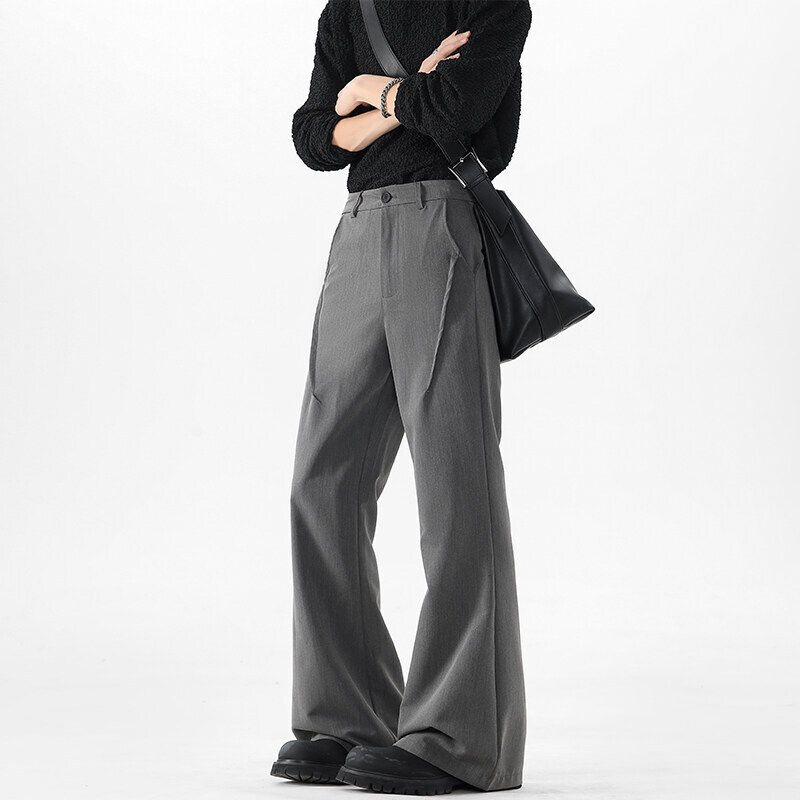 Grey Suit Pants Men Fashion Society Mens Black Dress Pants Korean Loose Flared Pants Mens Office Formal Trousers Large Size 5XL