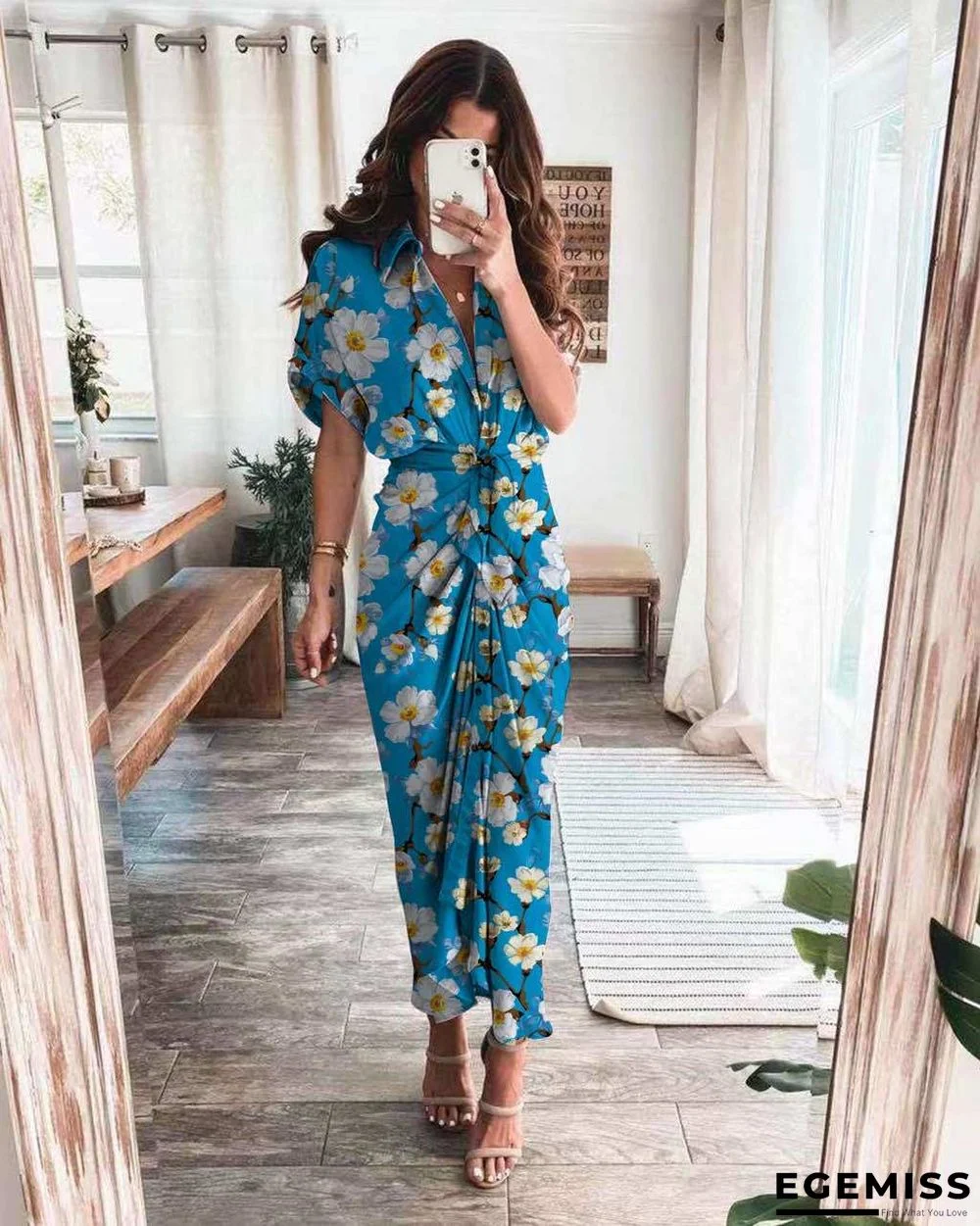 New Shirt and Long Skirt Fashion Print Dress In Summer | EGEMISS