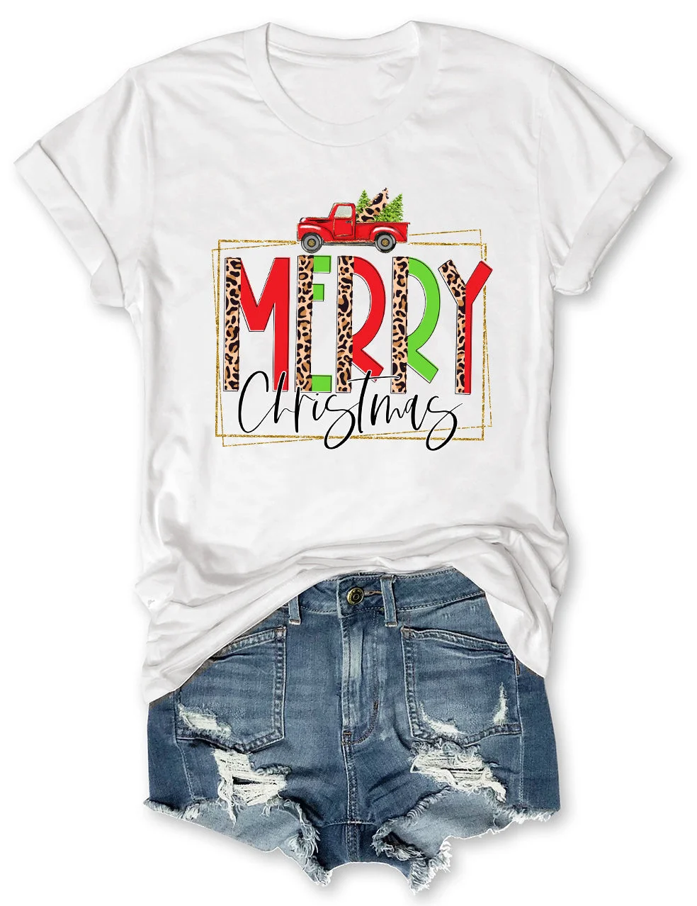 Leopard Merry Christmas Truck T-Shirt