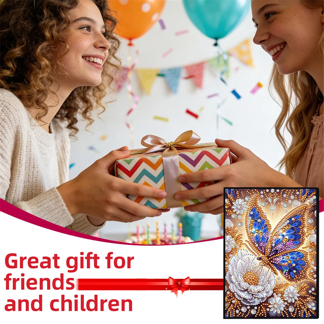 DIY Flower Diamond Painting Journals Notebooks 50 Pages A5 No Lines Special Shaped Diamond Art Kits for Beginners Craft Lovers and Artists (Butterflies Flowers)