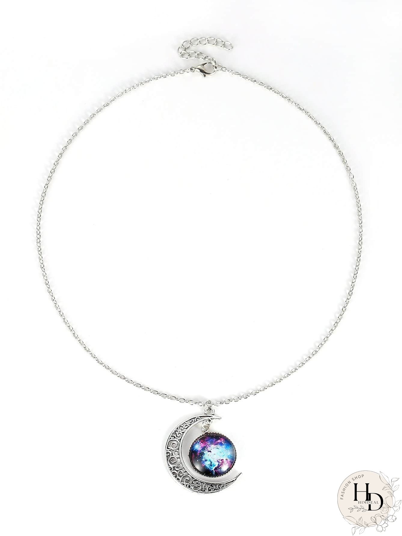 Star Sky Round & Moon Pendant Necklace